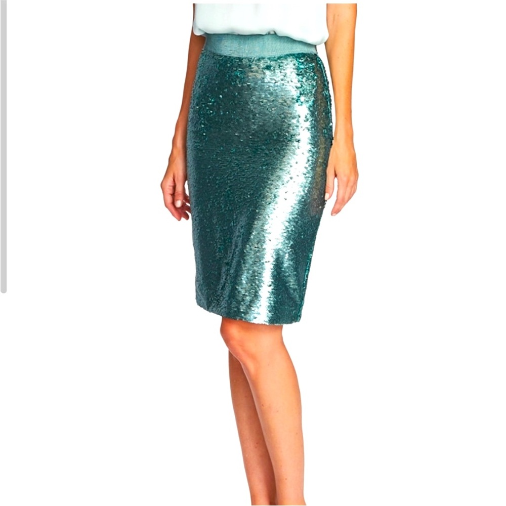 Vince Camuto Sequin Pencil Skirt in Eucalyptus Size 10 NWT